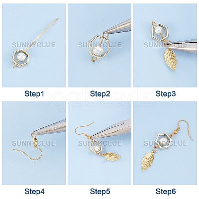DIY Leaf & Pearl Dangle Earring Making Kits DIY-SC0016-50-1