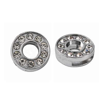 Alloy Initial Slide Charms with Grade A Rhinestones ALRI-R032-O-FF-1