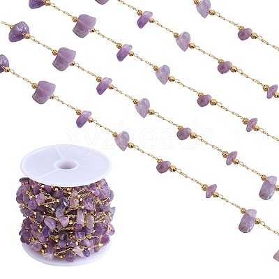 Natural Amethyst Chips Beaded Chains CHC-SZ0001-62H-1