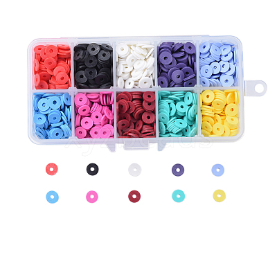 10 Colors Handmade Polymer Clay Beads CLAY-JP0001-01-8mm-1