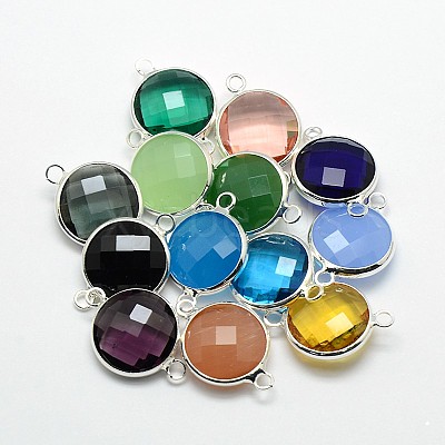 Silver Color Plated Brass Glass Links connectors GLAA-J011B-S-1