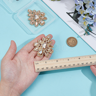2Pcs Alloy Glass Rhinestone Cabochons FIND-CY0001-75-1