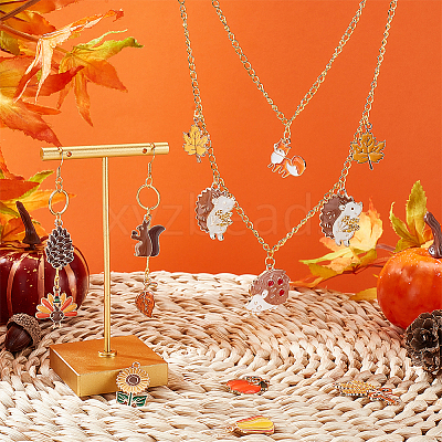 60Pcs 15 Styles Thanksgiving Day Alloy Enamel Pendants ENAM-PH0002-88-1