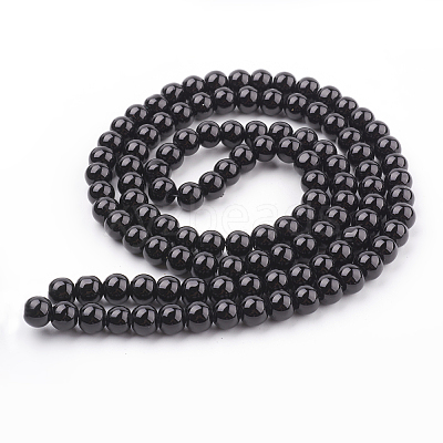 Black Glass Pearl Round Loose Beads For Jewelry Necklace Craft Making X-HY-8D-B20-1