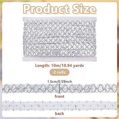 Sparkle Polyester Wavy Lace Trim Ribbon OCOR-WH0082-563A-1