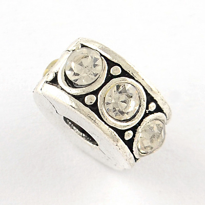 Brass Rhinestone European Clasps KK-N291-01AS-07-1