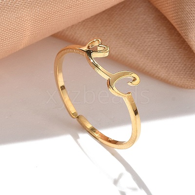 304 Stainless Steel Cuff Rings for Women RJEW-D285-01G-C-1