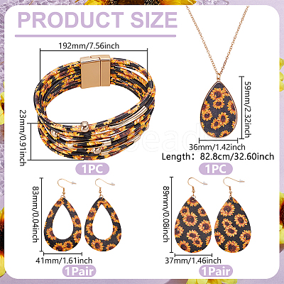 Leopard Print Alloy Pendant Necklaces & Earrings & Bracelet Sets SJEW-WH0020-03A-1