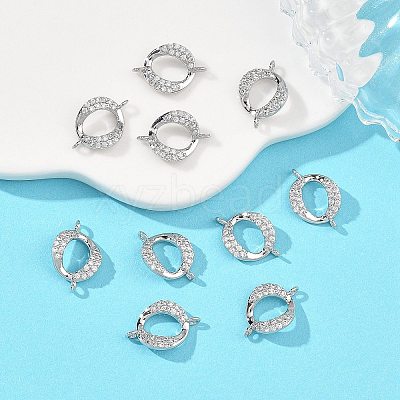 SHEGRACE Brass Micro Pave Clear Cubic Zirconia Connector Charms XGRQ3P221-601P-1