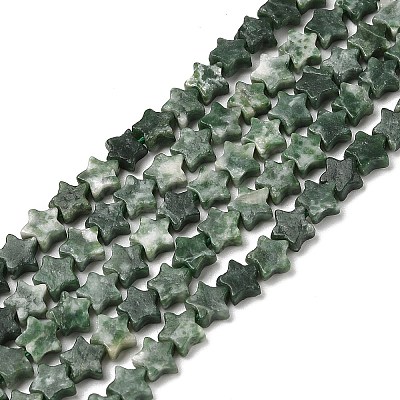 Natural Green Spot Jasper Beads Strands G-H087-C01-01-1