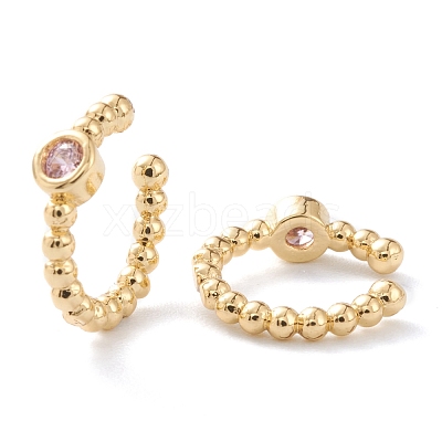 Brass Micro Pave Cubic Zirconia Cuff Earrings EJEW-H109-01E-G-1