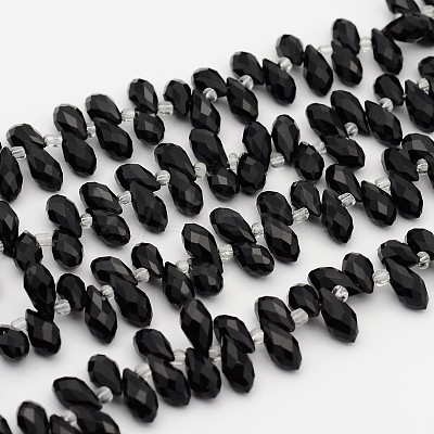 Electroplate Glass Faceted Teardrop Beads Strands X-EGLA-D014-14-1