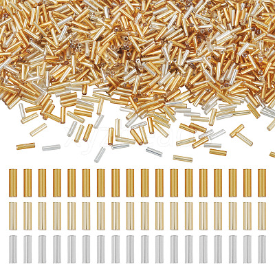 3300Pcs 3 Colors Plated Glass Bugle Beads SEED-TA0001-56-1