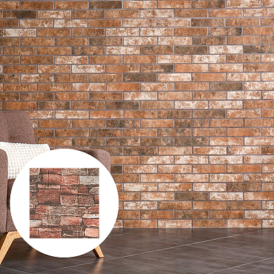 XPE Foam 3D Anticollision Wall Stickers Brick Pattern Stickers DIY-WH0591-086B-1