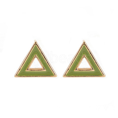 Brass with Enamel Stud Earring Findings KK-S356-673G-NF-1