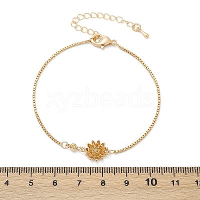 Brass Micro Pave Cubic Zirconia Birthday Flower Link Bracelets BJEW-U031-01G-11-1