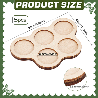 Wood 5 Holes Movement Display Pedestals AJEW-WH0270-370A-1
