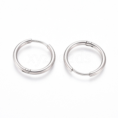 Tarnish Resistant 202 Stainless Steel Huggie Hoop Earrings EJEW-F111A-19mm-P-1