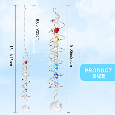 Glass Round Suncatchers Hanging Ornaments HJEW-WH20012-01-1