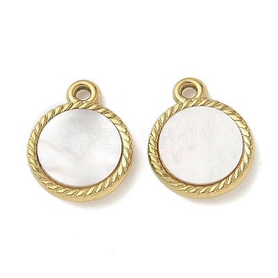 304 Stainless Steel Natural White Shell Pendants STAS-U037-12G-02-1