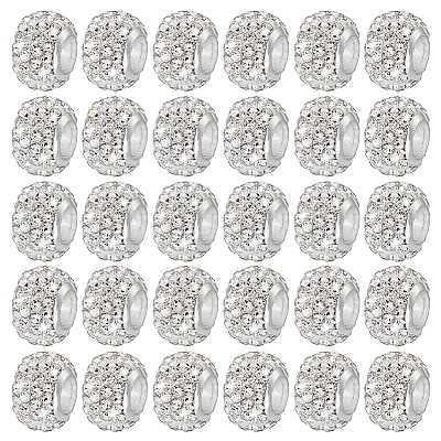 100Pcs Polymer Clay Rhinestone European Beads RB-PH0001-54A-1