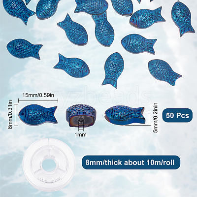 DIY Fish Beaded Bracelet Making Kit EGLA-SC0001-09A-1