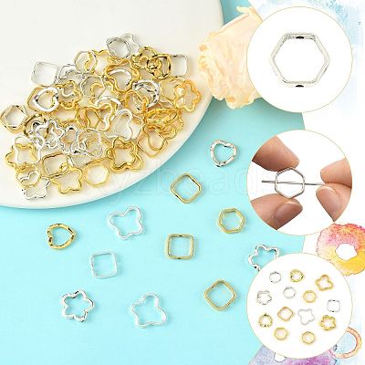 100Pcs 10 Styles Alloy Bead Frame FIND-FS0004-92-1