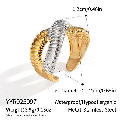 304 Stainless Steel Cross Open Cuff Rings for Women XE0377-1-1