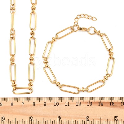 304 Stainless Steel Paperclip Chains Bracelet & Necklace Jewelry Sets SJEW-L199-02G-1