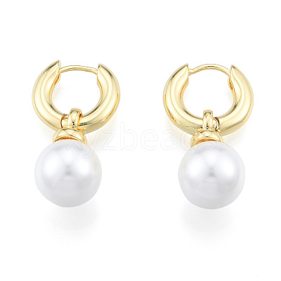 ABS Plastic Pearl Dangle Hoop Earrings X-EJEW-N011-106LG-1