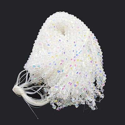 Imitate Austrian Crystal Electroplate Bicone Glass Bead Strands GLAA-F029-6x6mm-A01-1