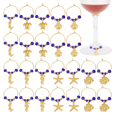 24Pcs 6 Styles Alloy Wine Glass Charms AJEW-GO00014-1