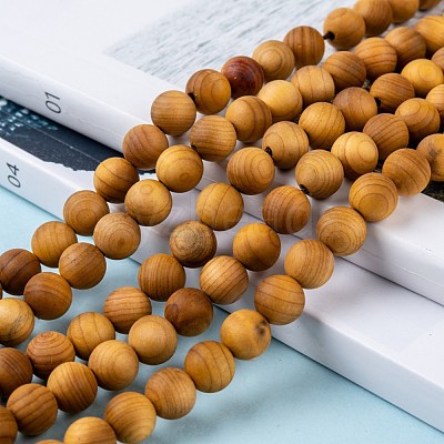 Natural Wood Beads Strand WOOD-F006-01-8mm-1