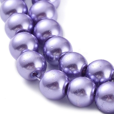Baking Paint Pearlized Glass Pearl Round Bead Strands X-HY-Q330-8mm-27-1