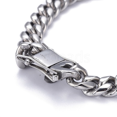 Tarnish Resistant Men's 304 Stainless Steel Cuban Link Chain Bracelets BJEW-P263-B01-P-1