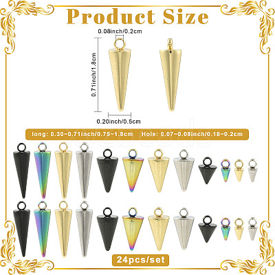 24Pcs 12 Styles 304 Stainless Steel Pendants STAS-FS0002-24-1