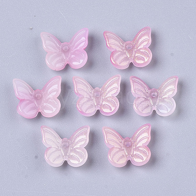 Transparent Spray Painted Glass Charms GLAA-T016-21D-1