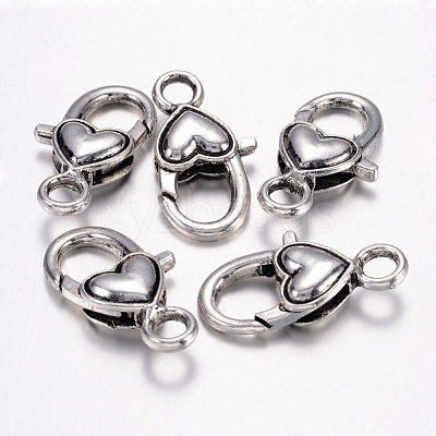 Tibetan Style Alloy Heart Lobster Claw Clasps X-LF013Y-1