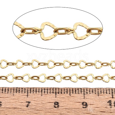 304 Stainless Steel Textured Ginkgo Leaf Link Chains CHS-Q009-07G-1