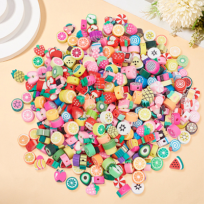 400Pcs 2 Styls Handmade Polymer Clay Beads CLAY-SP0001-16-1
