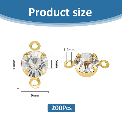 200Pcs Brass Pave Clear Cubic Zirconia Connector Charms KK-FH0007-70KCG-1