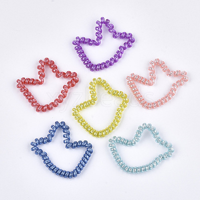 Plastic Telephone Cord Elastic Hair Ties OHAR-T006-48-1