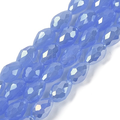 Opaque Solid Color Electroplate Glass Beads Strands EGLA-N013-J6mm-B06-1