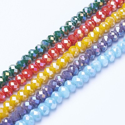 Electroplate Glass Beads Strands EGLA-A034-P6mm-B-1