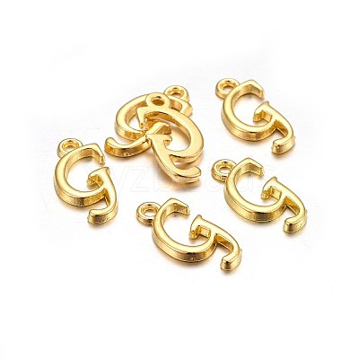 Golden Plated Alloy Letter Pendants PALLOY-J718-01G-G-1