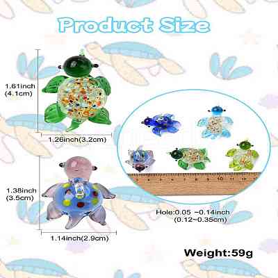 5Pcs 5 Colors Handmade Lampwork Pendants & Displays LAMP-CJ0002-26-1