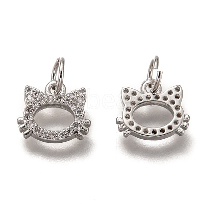 Brass Micro Pave Clear Cubic Zirconia Charms ZIRC-B002-55P-1