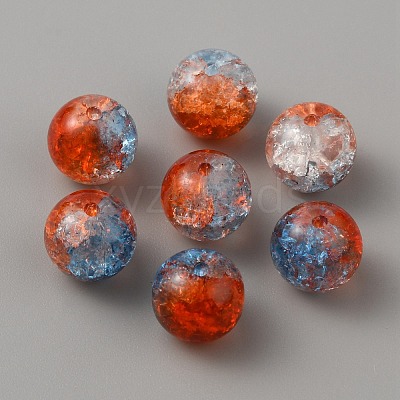 Two Tone Transparent Crackle Glass Beads GLAA-WH0038-15C-1