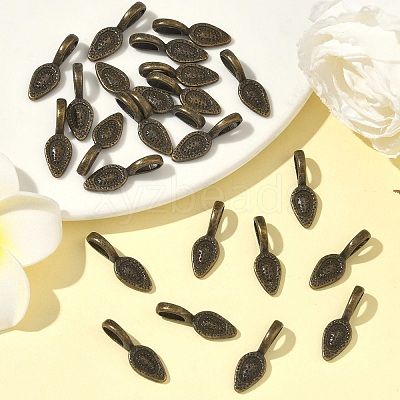 Tibetan Style Alloy Glue-on Flat Pad Bails X-TIBEP-Q064-183AB-NR-1