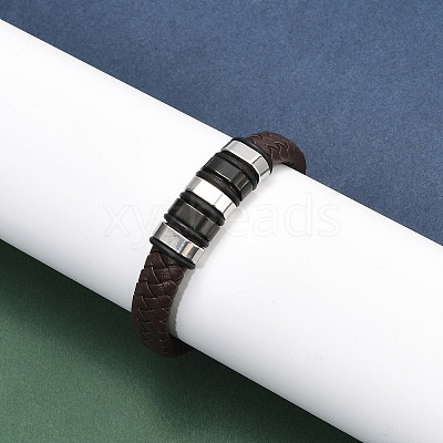 Ion Plating(IP) Braided Leather Cord Bracelets for Men BJEW-Z081-11EB-02-1
